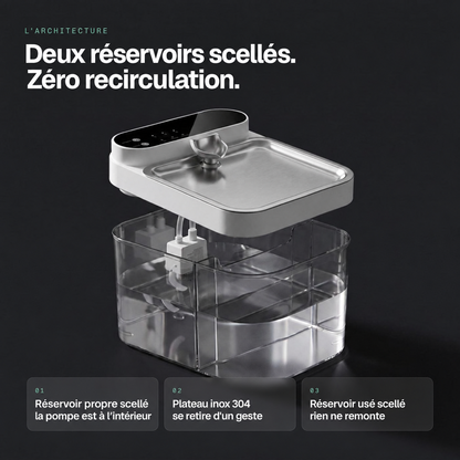 Deux réservoirs scellés, zéro recirculation