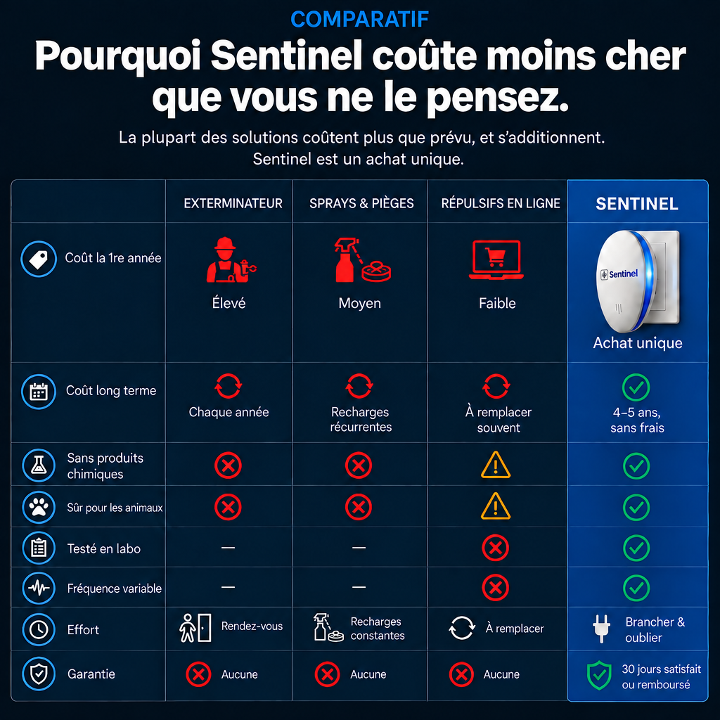 Comparatif : pourquoi Sentinel coûte moins cher