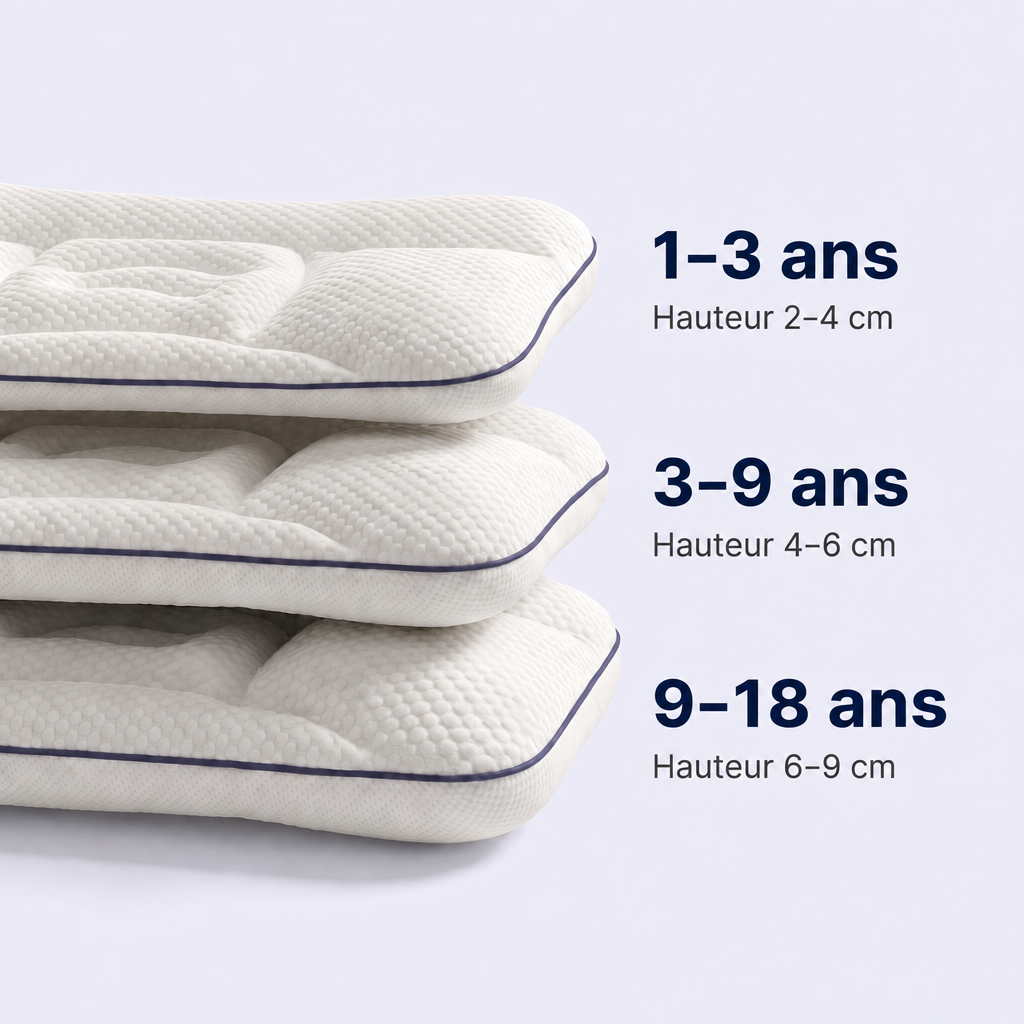 Tableau des tailles 1–3, 3–9 et 9–18 ans
